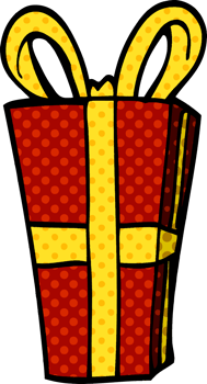 cartoon doodle wrapped present png