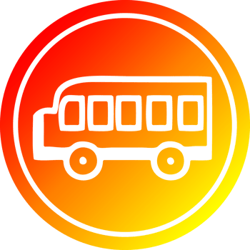 school bus circular icon with warm gradient finish png