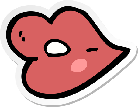sticker of a cartoon lips png