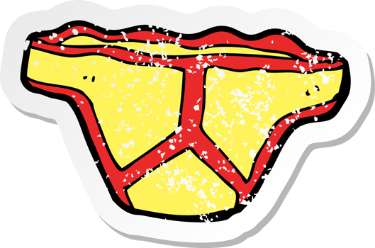 retro distressed sticker of a cartoon underpants png