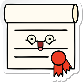 sticker of a cute cartoon certificate png