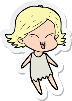 sticker of a happy cartoon girl png