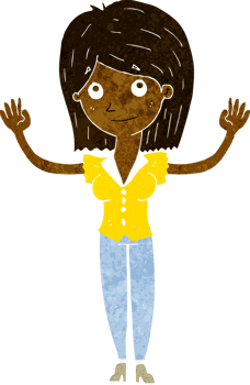 cartoon woman holding up hands png