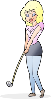 cartoon woman playing golf png