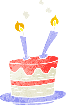 hand drawn retro cartoon doodle of a birthday cake png