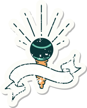 worn old sticker of a tattoo style microphone png