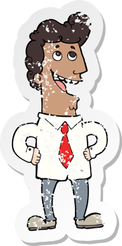 retro distressed sticker of a cartoon businessman png