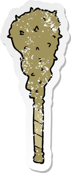 distressed sticker of a cartoon primitive club png