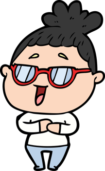 cartoon happy woman wearing spectacles png