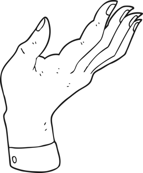 black and white cartoon open hand raised palm up png