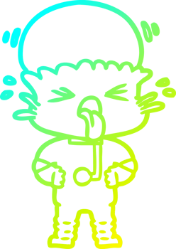 cold gradient line drawing disgusted cartoon alien png