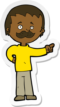 sticker of a cartoon man with mustache pointing png