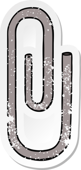 distressed sticker of a cartoon paperclip png