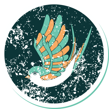 distressed sticker tattoo style icon of a swallow png