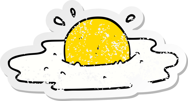 distressed sticker of a cute cartoon fried egg png