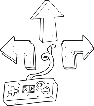 black and white cartoon game controller png