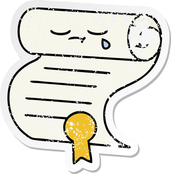 distressed sticker of a cute cartoon contract png