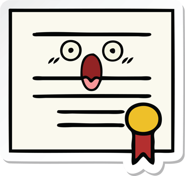 sticker of a cute cartoon graduation diploma png