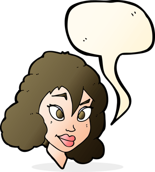 cartoon pretty woman with speech bubble png