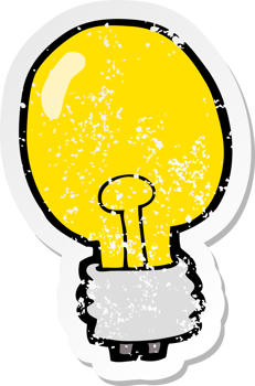 retro distressed sticker of a cartoon electric light bulb png