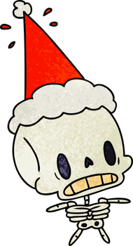 christmas textured cartoon of kawaii skeleton png