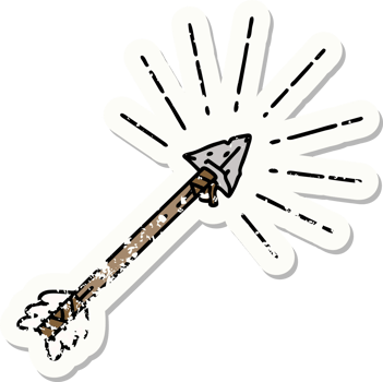 grunge sticker of tattoo style old flint tip arrow png
