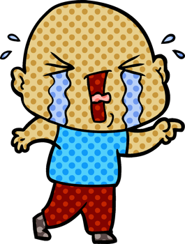 cartoon crying bald man png