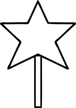 line drawing cartoon star wand png