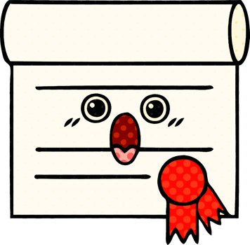 comic book style cartoon certificate png