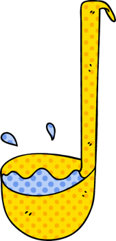 quirky comic book style cartoon ladle png