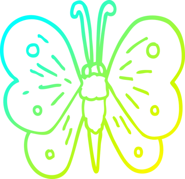 cold gradient line drawing cartoon butterfly png