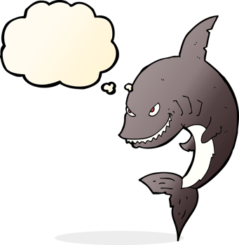 funny cartoon shark with thought bubble png