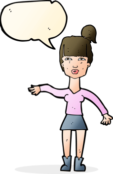 cartoon woman making dismissive gesture with speech bubble png