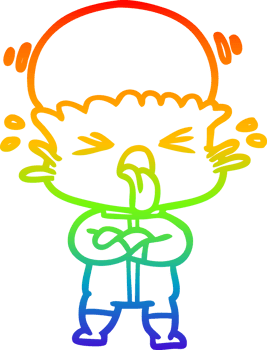 rainbow gradient line drawing weird cartoon alien png