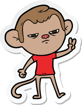 sticker of a cartoon annoyed monkey png
