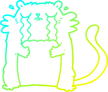 cold gradient line drawing cartoon crying cat png