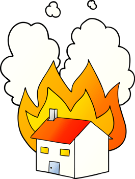 cartoon burning house png
