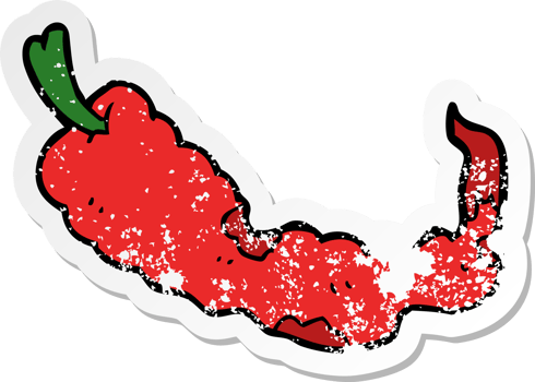distressed sticker of a cartoon chili pepper png