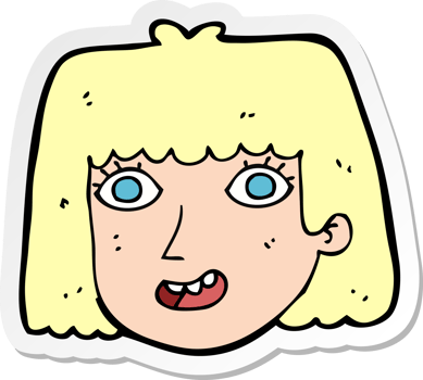 sticker of a cartoon happy female face png