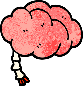grunge textured illustration cartoon brain png