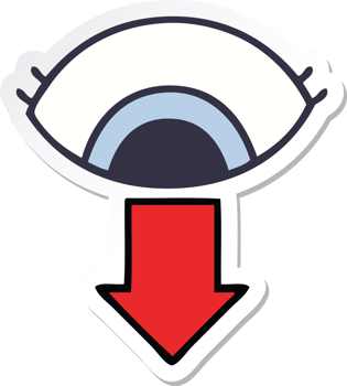 sticker of a cute cartoon eye pointing down png