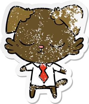 distressed sticker of a cute cartoon dog png