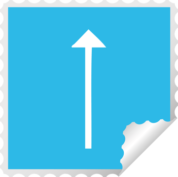 square peeling sticker cartoon of a long arrow symbol png