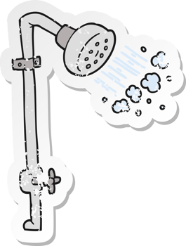 retro distressed sticker of a cartoon shower png