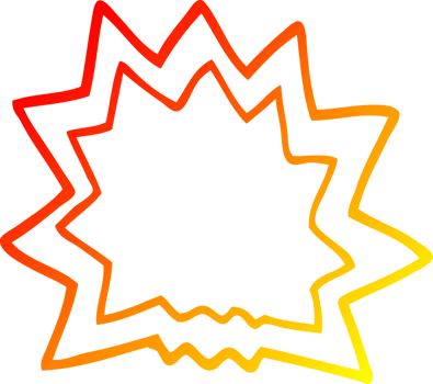 warm gradient line drawing of a cartoon explosion png