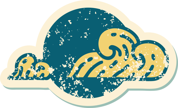 iconic distressed sticker tattoo style image of clouds png