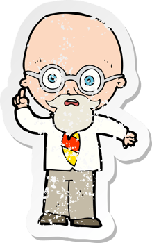 retro distressed sticker of a cartoon professor drawing png