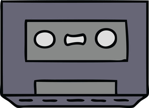 hand drawn cartoon doodle of a retro cassette tape png