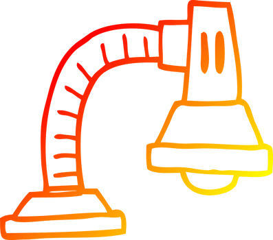 warm gradient line drawing of a cartoon adjustable lamp png