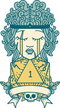 Retro Tattoo Style crying human barbarian with natural one roll png